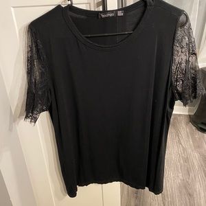 Basic Top with Lace Sleeves